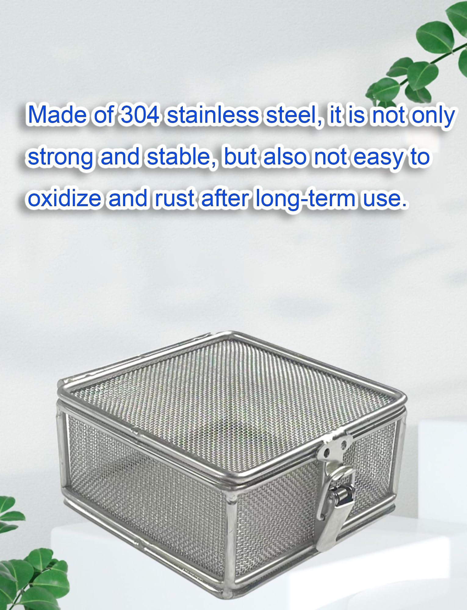 Desinfektionskorb aus Edelstahl 304, perforiertes Desinfektionstablett aus Netzmaterial, geeignet for Labore, Zahnärzte usw.(20x15x5cm)