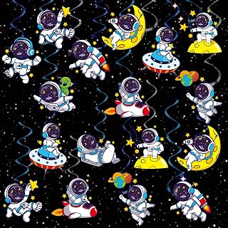 60Pcs Space Themed Party Decorations Astronaut Hanging Swirls Decorations Outer Space Party Supplies Ceiling Hanging Swirls for Kids Galaxy Birthday Favors Science Classroom Decor