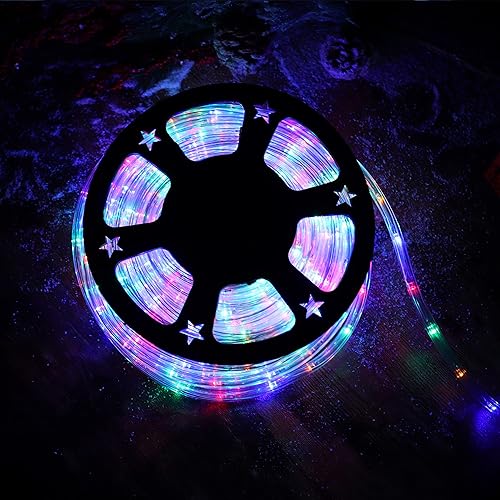 Miniatura 5 de PUHONG Cuerda de luces de Navidad de 100 pies, 720 luces LED de tubo de 2 cables de 12 pulgada de grosor impermeable y certificado UL, cuerda de