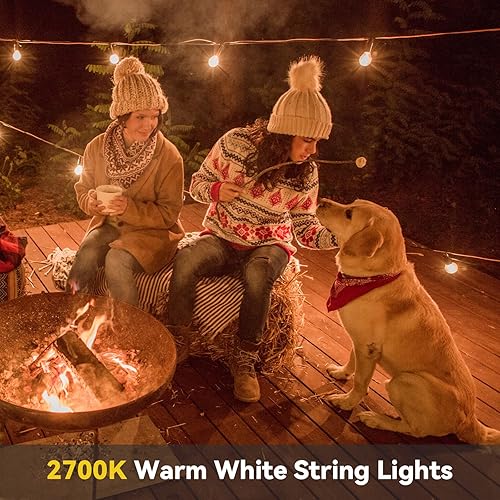 Miniatura 6 de GOHDLAMP Tira de luces G40 para exteriores de 50 pies  Bombillas LED de globo 25+1 blanco cálido 2700 K, impermeable e inastillable, patio, jardín,