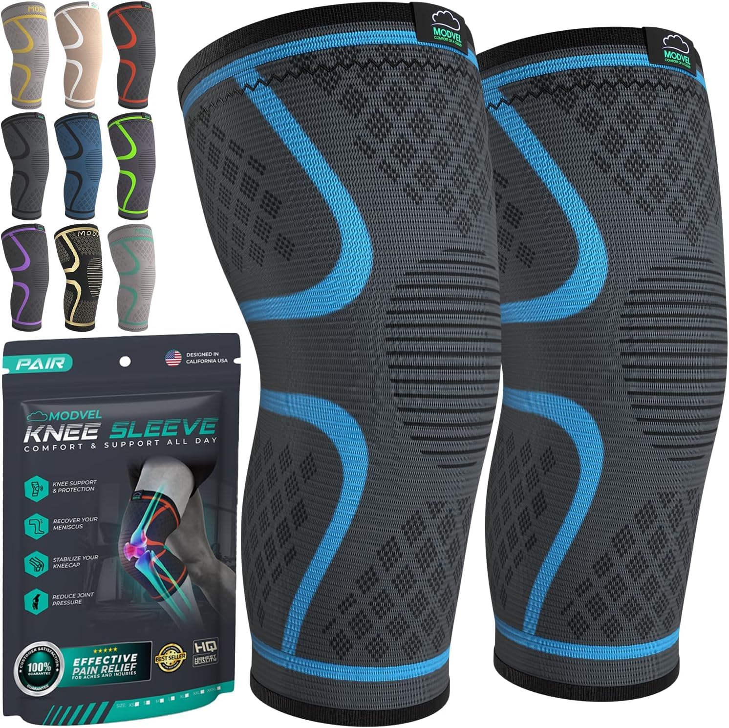 MODVEL Paquete de 2 rodilleras de compresión para hombres y mujeres, rodilleras para correr, ortopédicas para el alivio de rotura de menisco, artritis y malestar articular (XXXL) — view 25