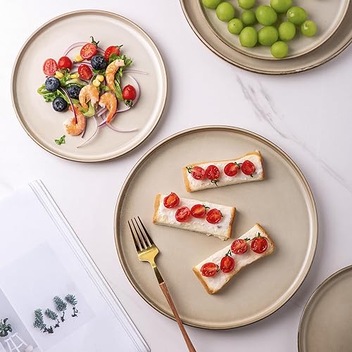 Miniatura 4 de AmorArc Juego de 6 platos llanos de cerámica esmaltada reactiva de 10.5 pulgadas, aptos para microondas, lavavajillas, resistentes a los arañazos,