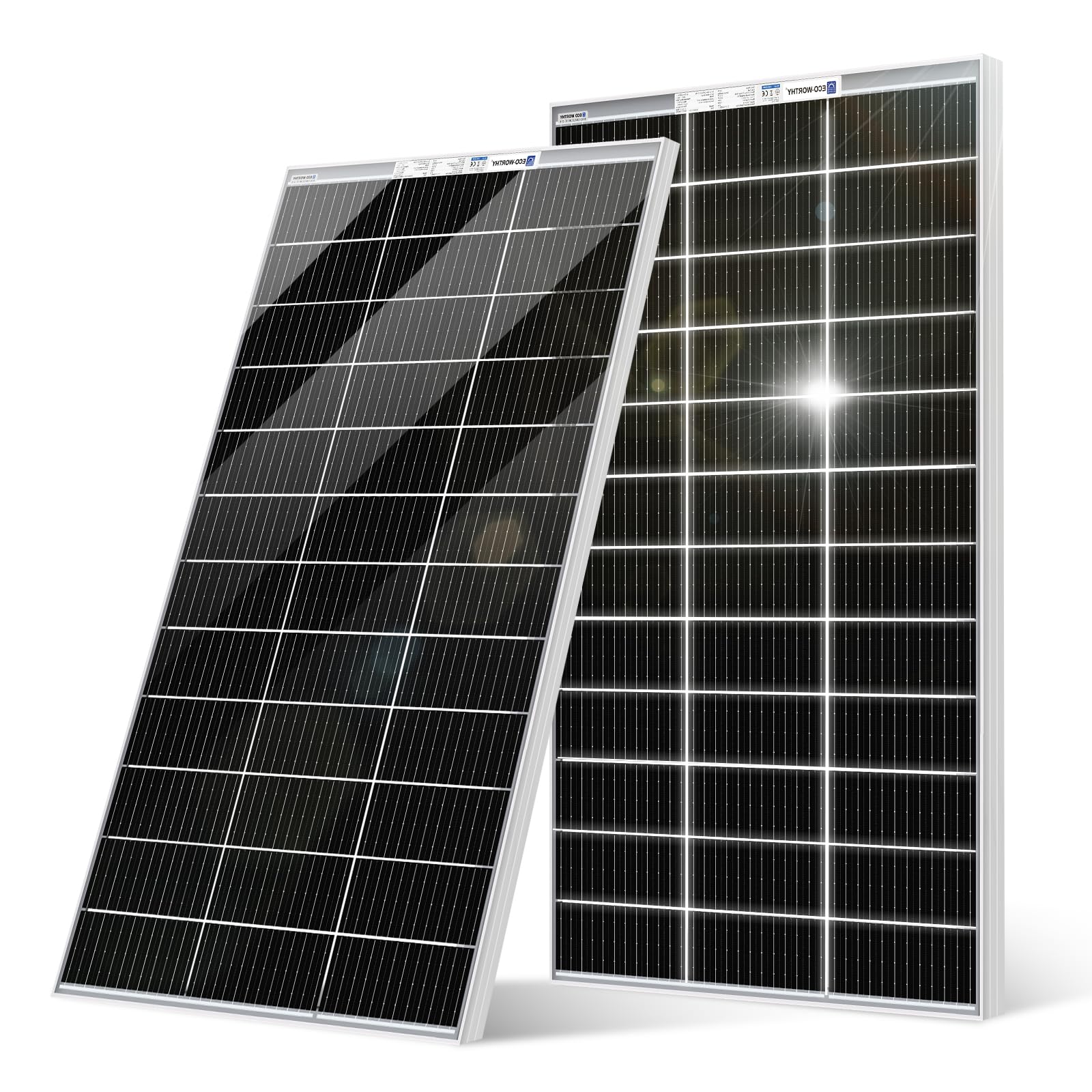 ECO-WORTHY 240W Solar Panel Bifacial 2pcs 120 Watt 12 Volt Monocrystalline Generation Module Off Grid PV Power Charger for Caravan Campervan RV Shed Farm Motorhome