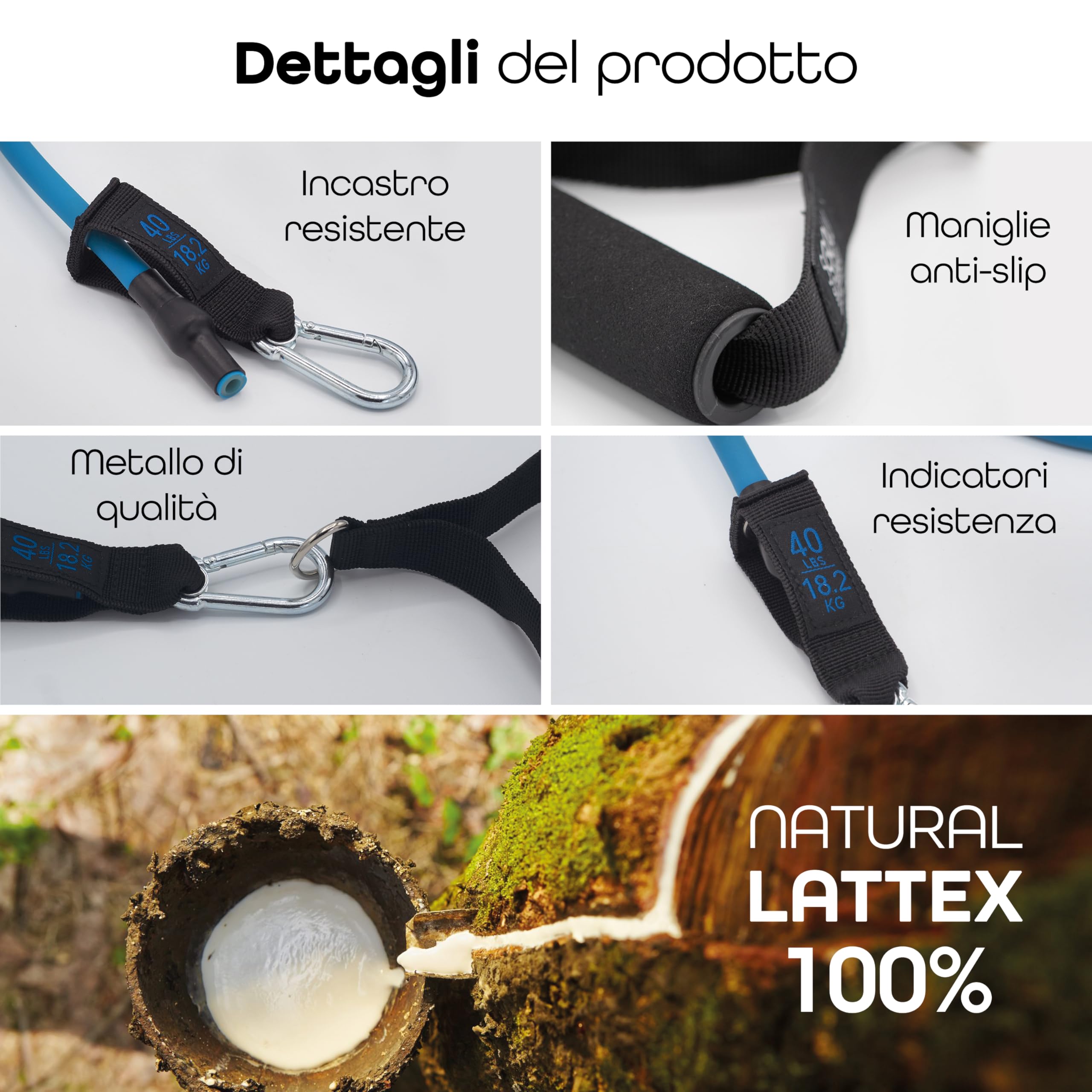 SETGOWELL - Set Elastici Fitness Di Resistenza Con 5 Diverse Bande Elastiche, Elastici Fitness Uomo e Donna In Lattice Naturale, Home Gym Elastici Palestra Premium, Inclusa Corda Per Saltare