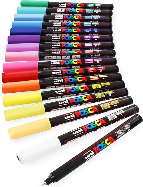 Posca - PC-1MR Art Paint Markers - Set of 16 - In Plastic Wallet - Starter Set