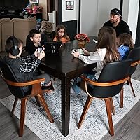 Vista 5 de Swivel Dining Chairs Set of 2, Mid Century Modern Dining Chairs with Walnut Craftsmanship, Upholstered Faux Leather , Wooden Arms and Legs, Kitchen