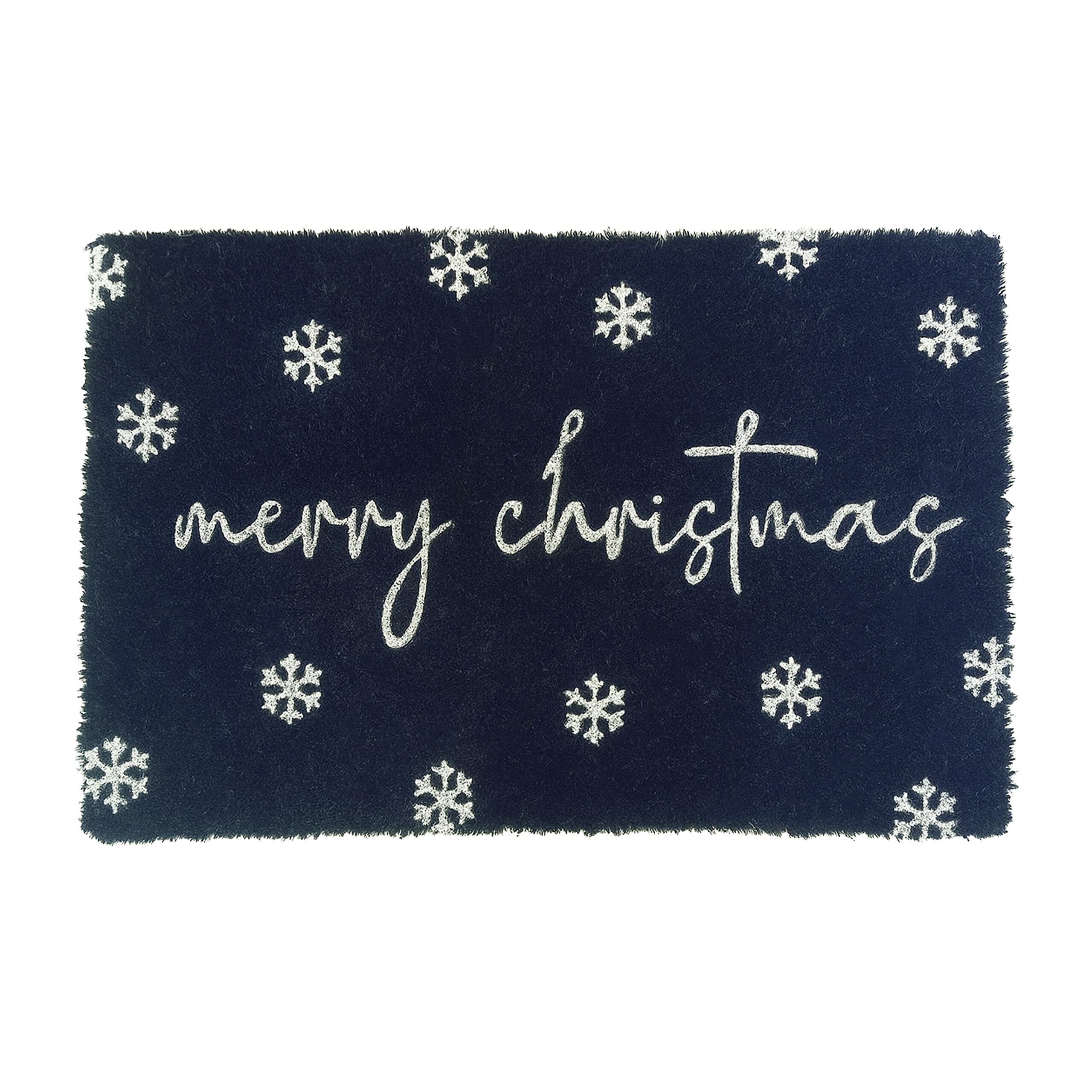 Paillasson en coco Merry Christmas bleu au design élégant et durable