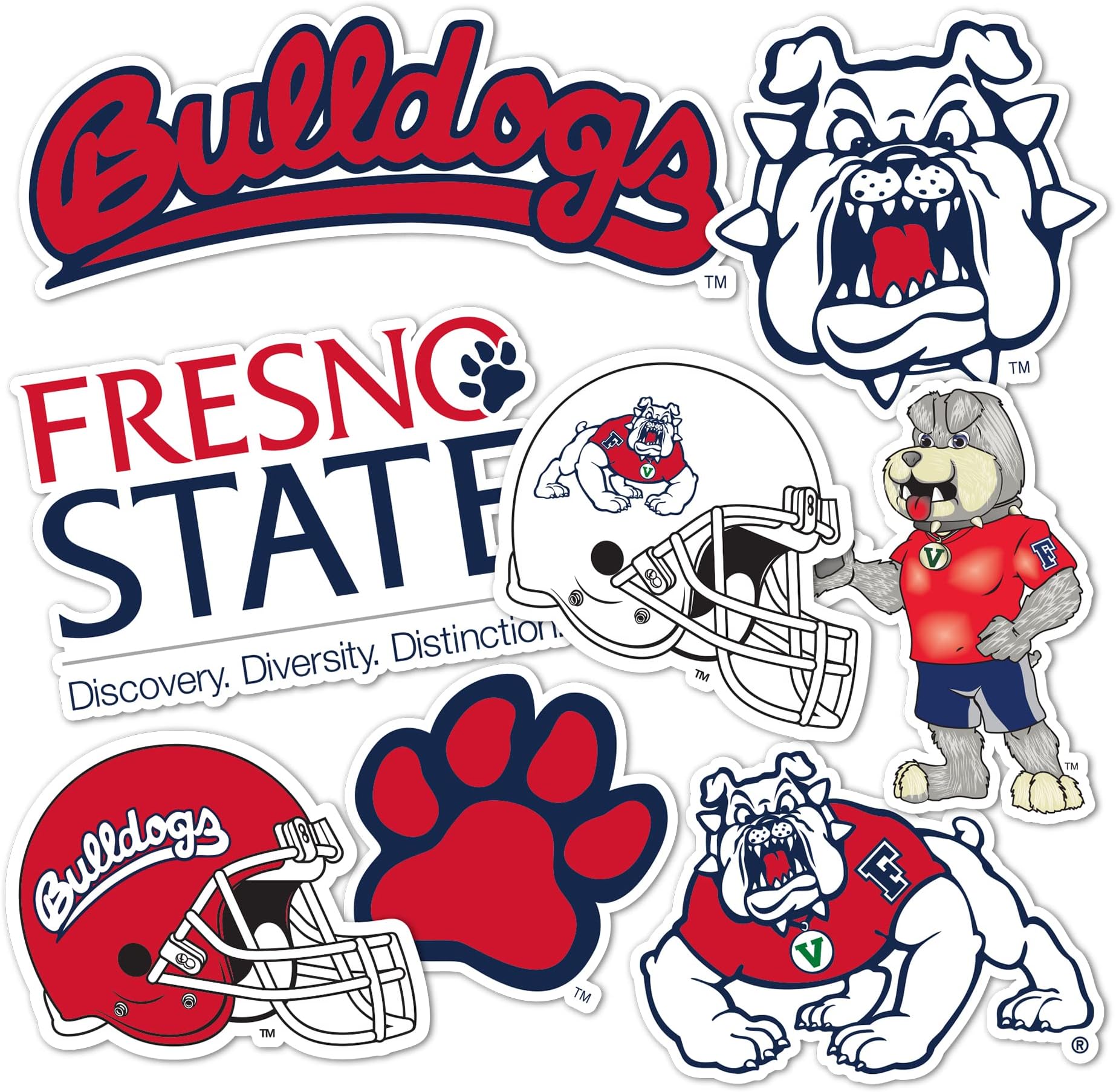 Desert Cactus Fresno State Sticker California State University Sticker Bulldogs Vinyl Decals Laptop Water Bottle Car Scrapbook Sheet T2 (Type 2)