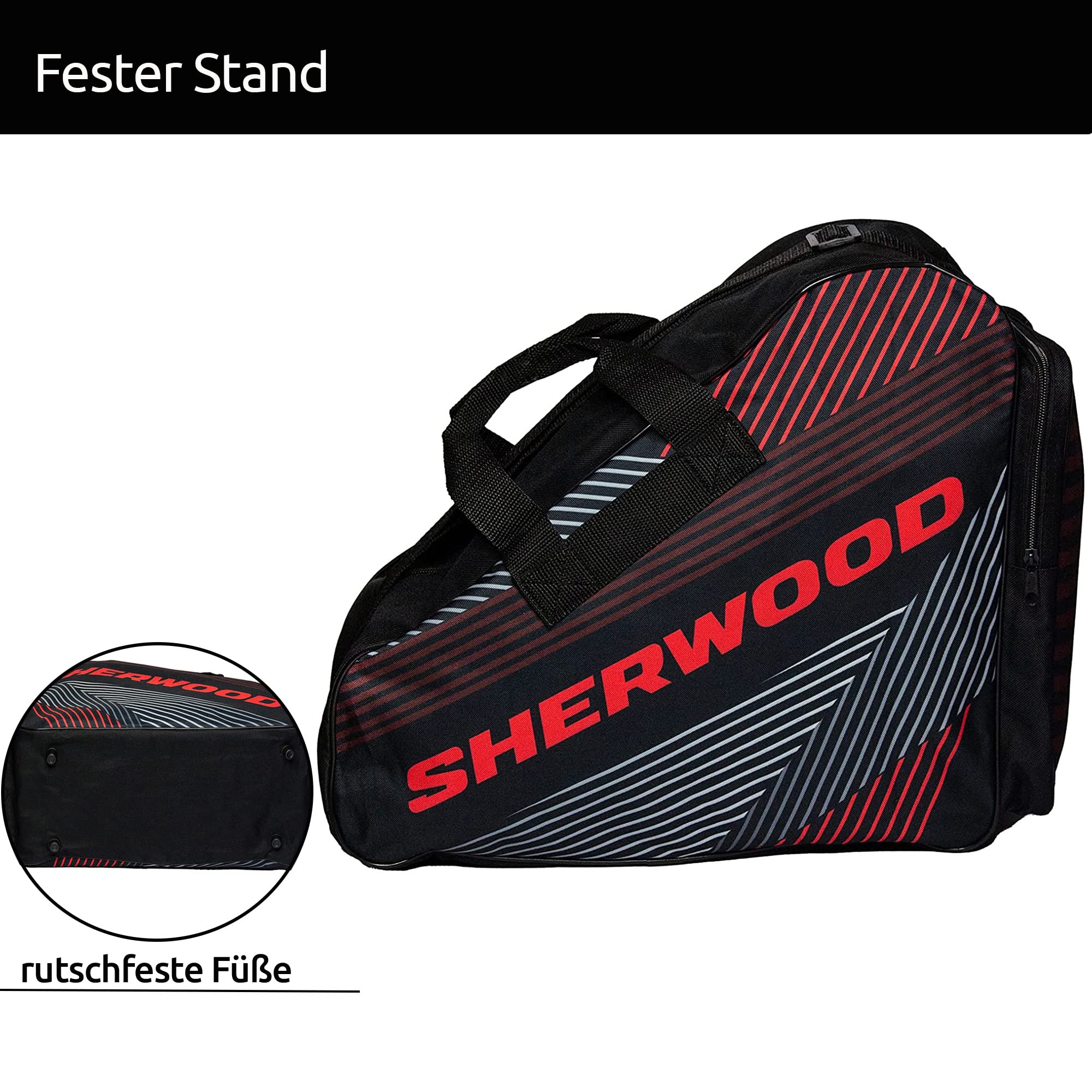 Sherwood Borsa per pattini da ghiaccio per adulti e bambini, borsa da hockey su ghiaccio, ideale per pattini a rotelle e pattinaggio su ghiaccio (Redline)