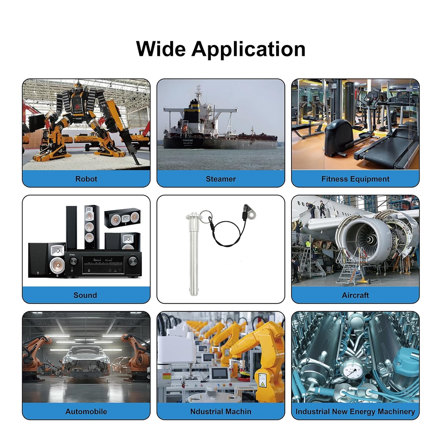 1 Pcs Stainless Steel Ring Handle Locking Pin Ball Lock pins Quick Release pin with Button Locating pins Safety pins (0.39"" x 2.36""), Black