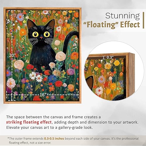 Miniatura 3 de Marco flotante de lona con aspecto de madera, marcos flotantes para lienzo estirado extraíble, pintura de pared, marcos de fotos, decoración de 1 14