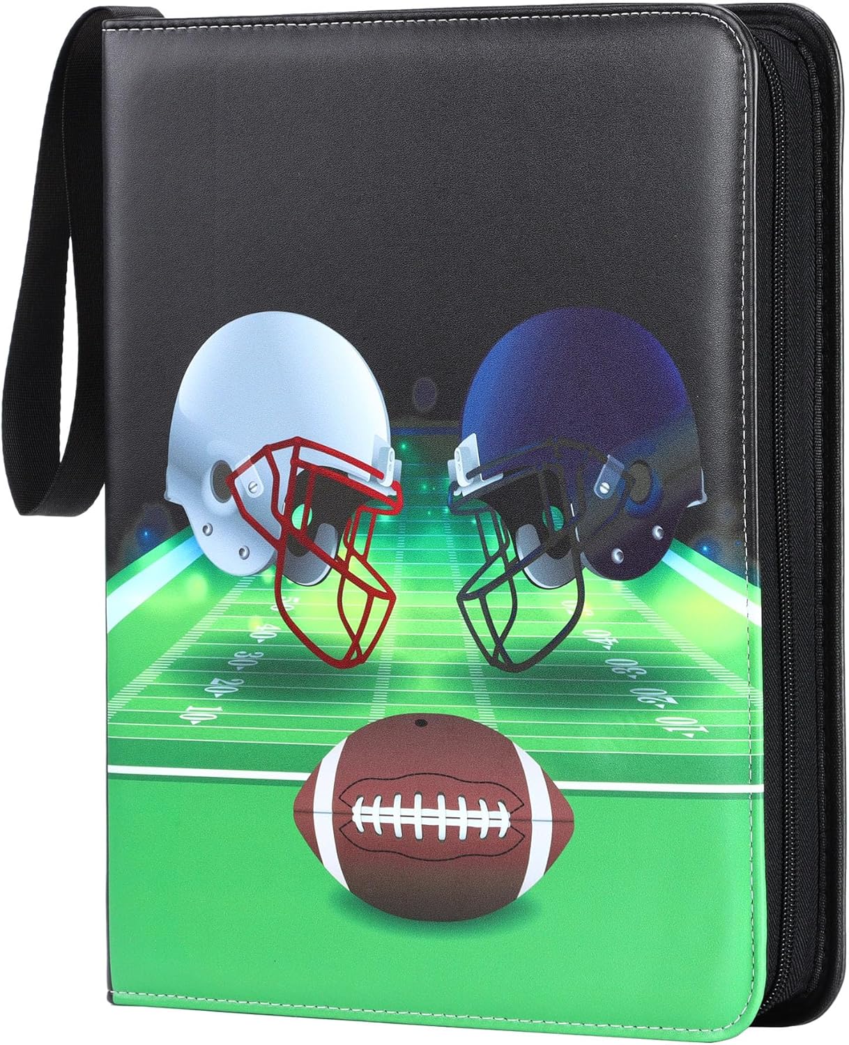 Football Card Binder 9 Pocket - Holds Up to 900 Cards, Zippered Binder with Carry Handle for Football Cards Collectors
