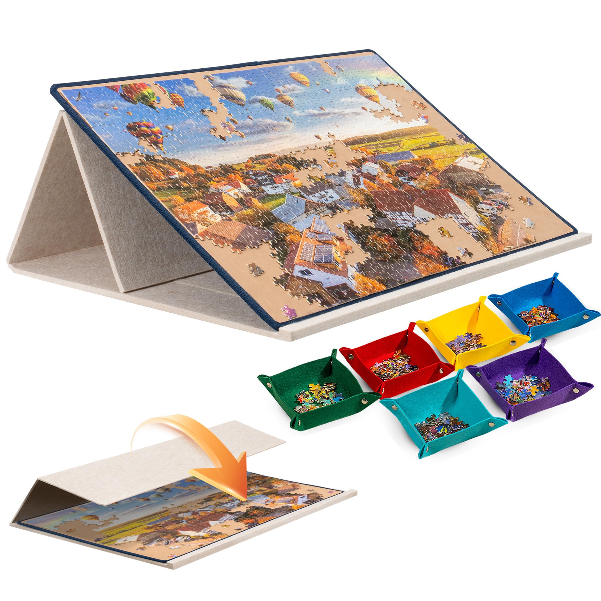 Becko US Planche de puzzle réglable en bois avec une couverture - Plateau de puzzle chevalet pour adultes et enfants - Jusqu'à 1000 pièces Becko US Planche de puzzle réglable en bois avec une couverture - Plateau de puzzle chevalet pour adultes et enfants - Jusqu'à 1000 pièces