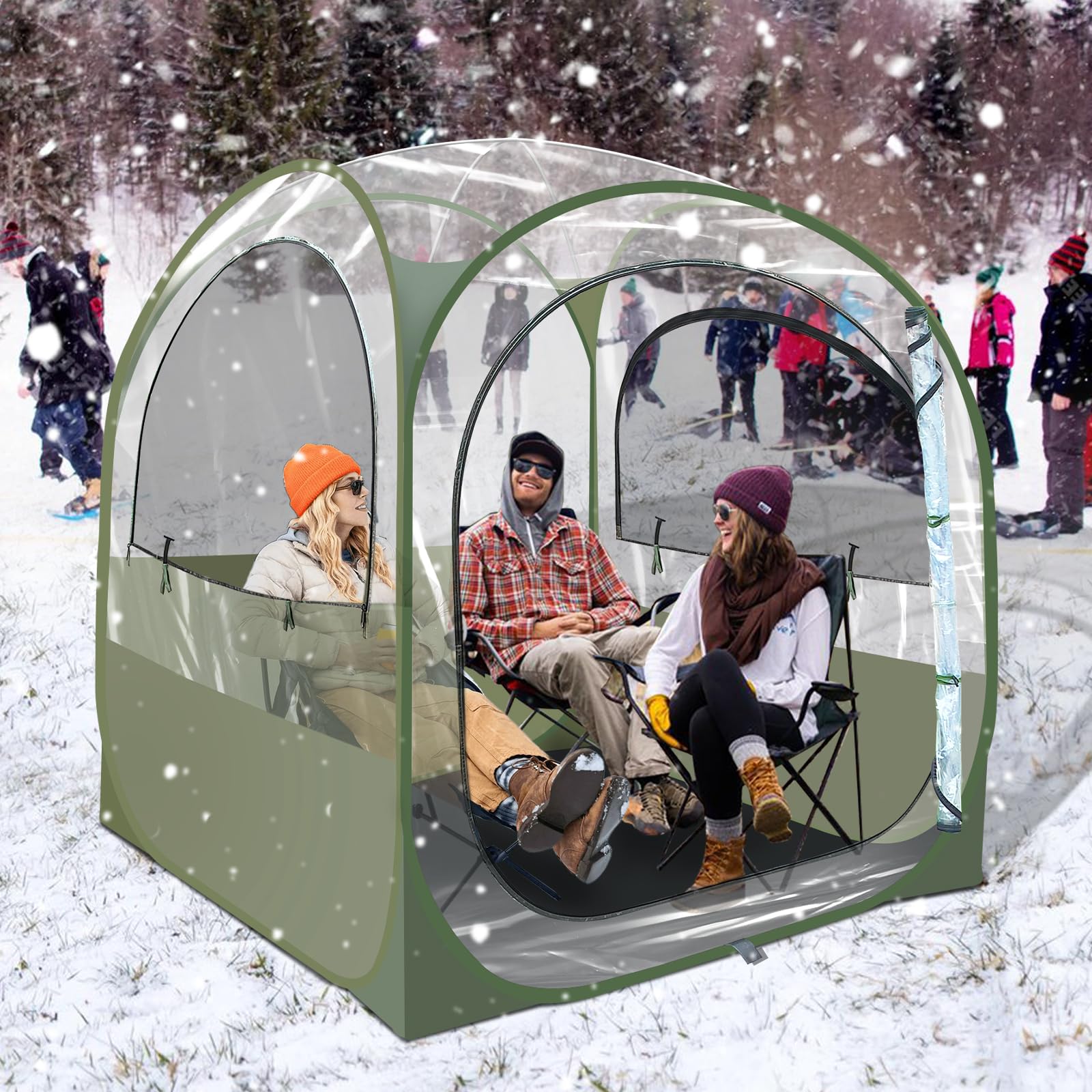 Sports Tent with Sealed Floor, Pop Up Weatherproof Pod, Igloo, Clear View Outdoor Bubble Tent, Rain Camping Shelter with Extra Top Cover for Soccer, Football Games, Outdoor Events