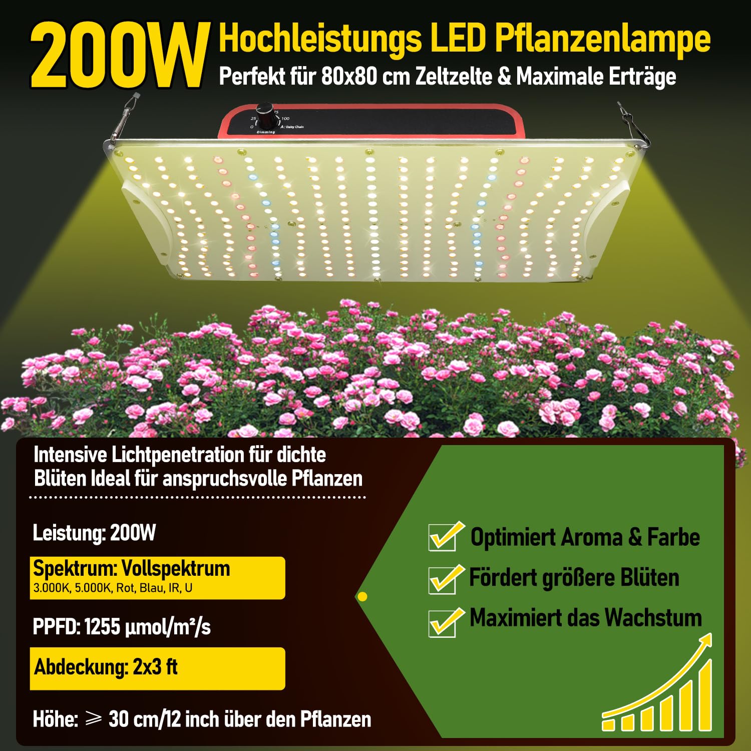 Daromigo Juego completo de tienda de campaña para cultivo, 80 x 80 x 160 cm, con lámpara LED regulable, incluye filtro de carbón activo de 4", ventilador silencioso y ventilador de tubo, para cultivo