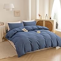 Vista 162 de ECOCOTT Juego de funda de edredón de 3 piezas, 100% algodón lavado, duradero, suave y cómodo, con cierre de cremallera, sin edredón, tamaño King