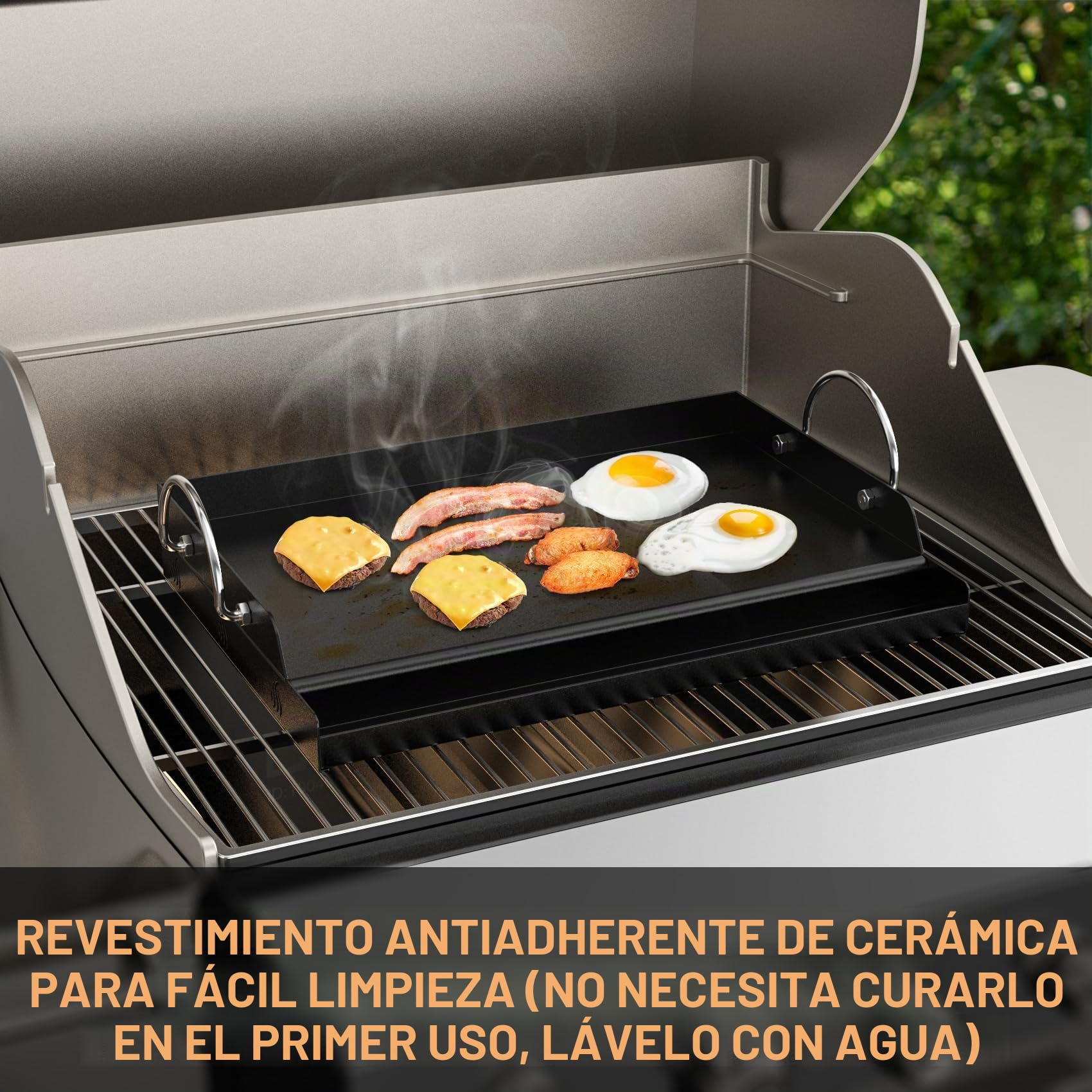 Onlyfire Plancha de Cerámica Antiadherente para Barbacoa de Carbón, Parrilla de Gas y Más, Parilla Universal, 45.6 × 32 × 7 cm
