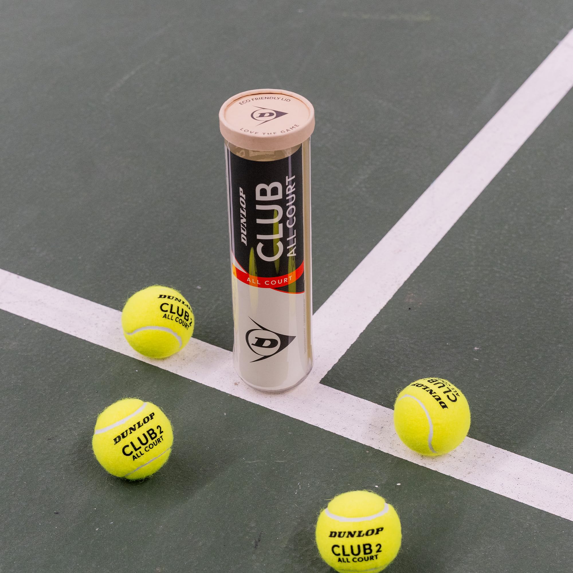 DUNLOP Piłka tenisowa Club All Court – na piasek, twarde boisko i trawnik (4 piłki)