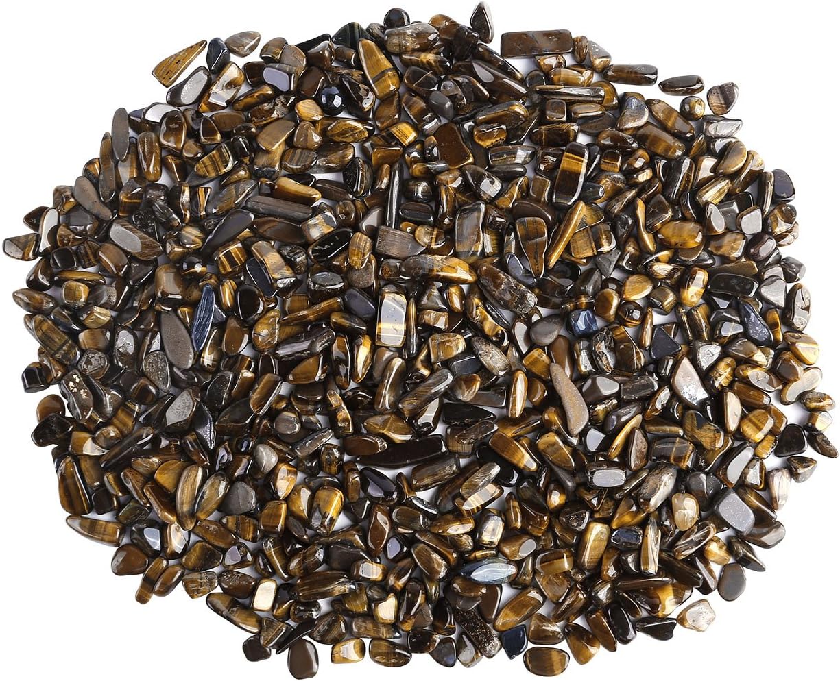 Top Plaza Natural Tiger Eye Stone Tumbled Chips Crushed Stones Reiki Healing Quartz Crystals Irregular Shaped Gemstones 0.45lb