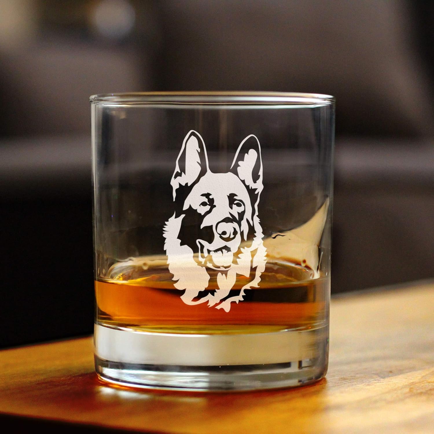German Shepherd Happy Face - Fun Whiskey Rocks Glass Gifts for Men & Women - Unique Whisky Drinking Tumbler Decor - Image 2
