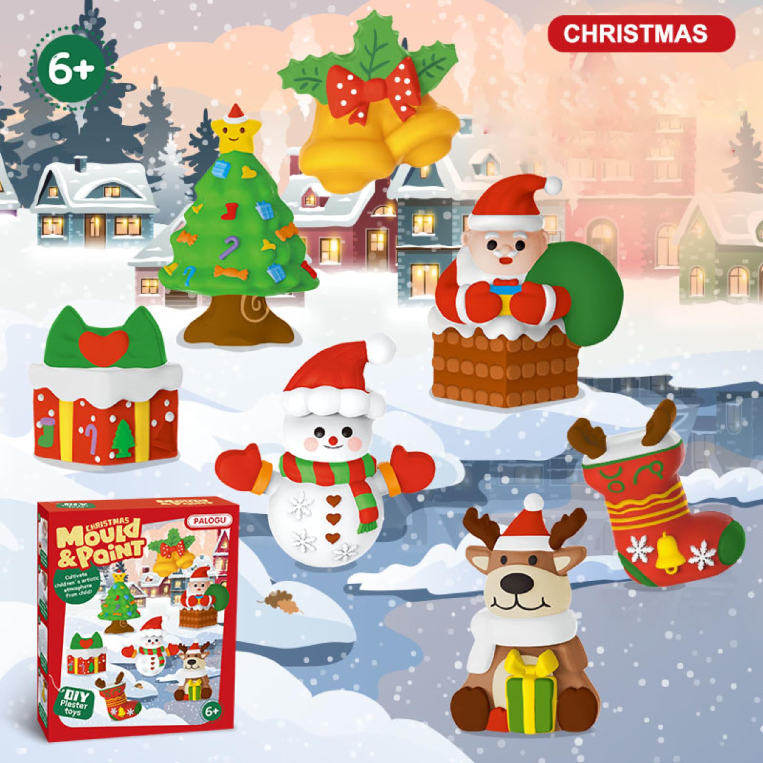 Paint Your Christmas DIY Painting Kit, Christmas Crafts Kits for Kids Decorate and Paint Your Own Xmas, Ceramics Plaster Painting Set DIY Xmas Holiday Activities- Christmas Crafts Ready to Make