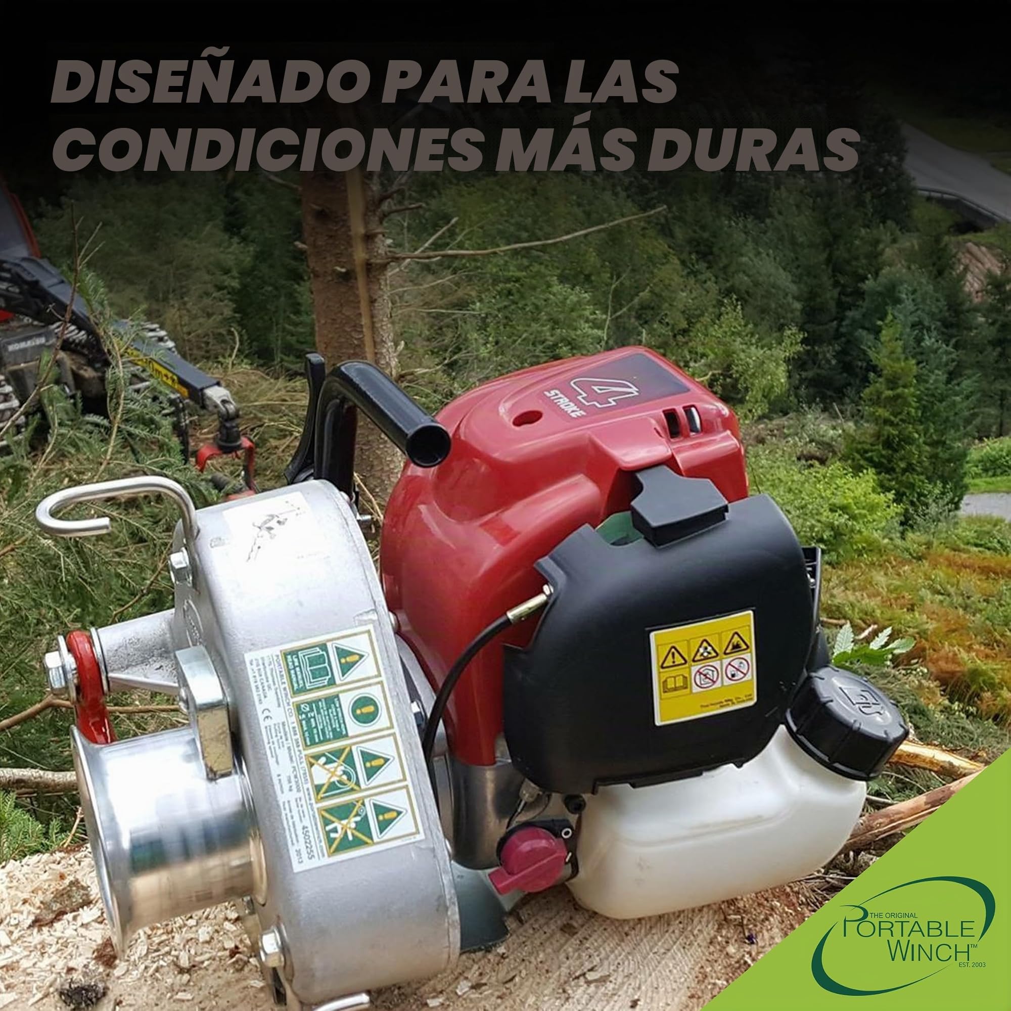 Portable Winch PCW3000-A Cabrestante a gas con accesorios, capacidad de tracción de 1.500 libras, motor Honda GX35