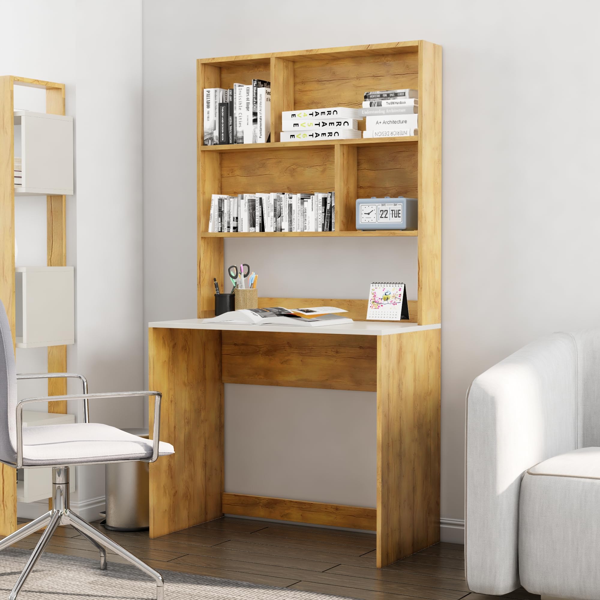 Bniture Study Table for Adults, Computer Table, Study Table for Students, Office Table, Engineered Wood (Giant Wood & Frosty White) (B0D33H1ZNF) Amazon Price History, Amazon Price Tracker