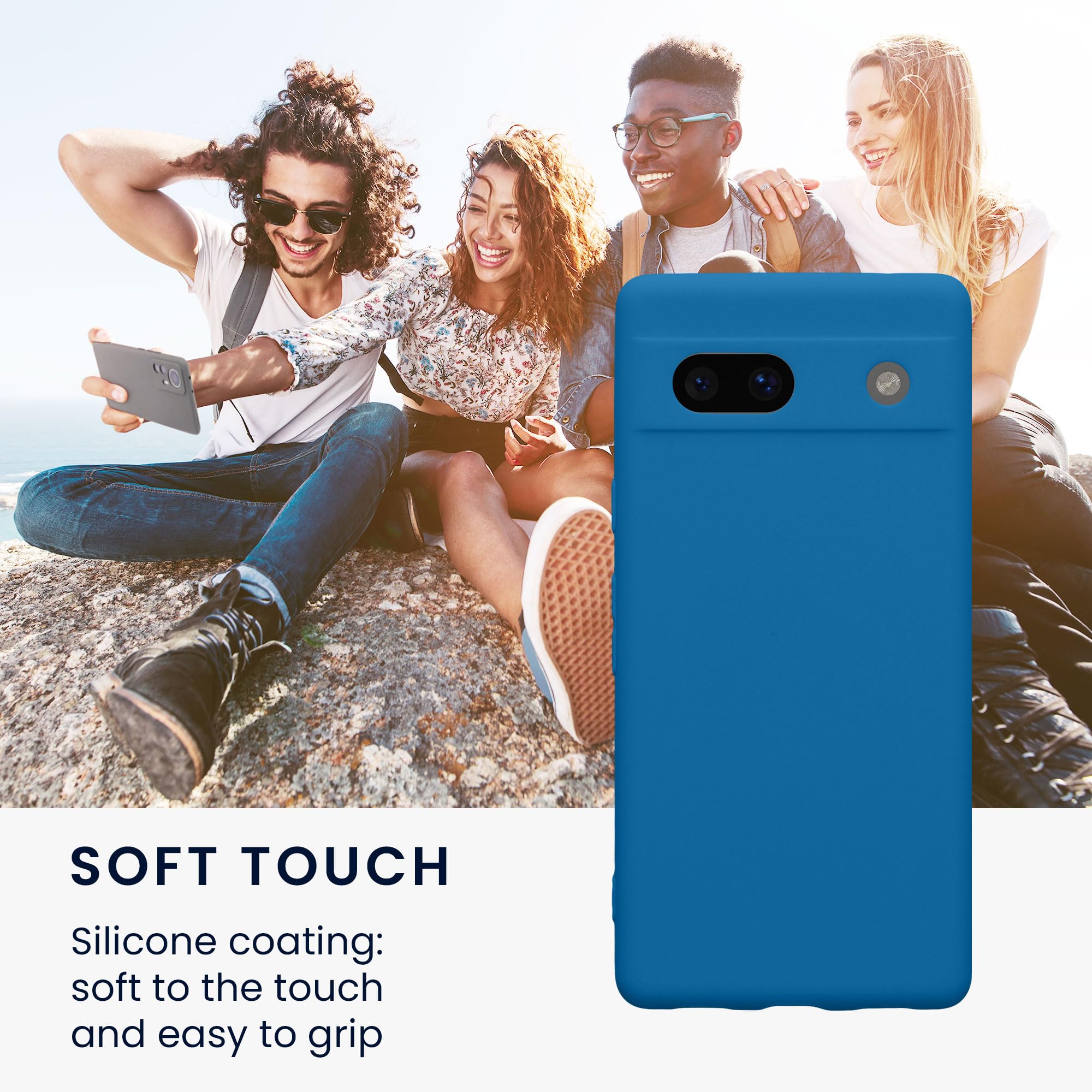 kwmobile Case for Google Pixel 7a Case - Protective Slim TPU Phone Cover - Soft Matte Finish - Blue Reef - Image 4