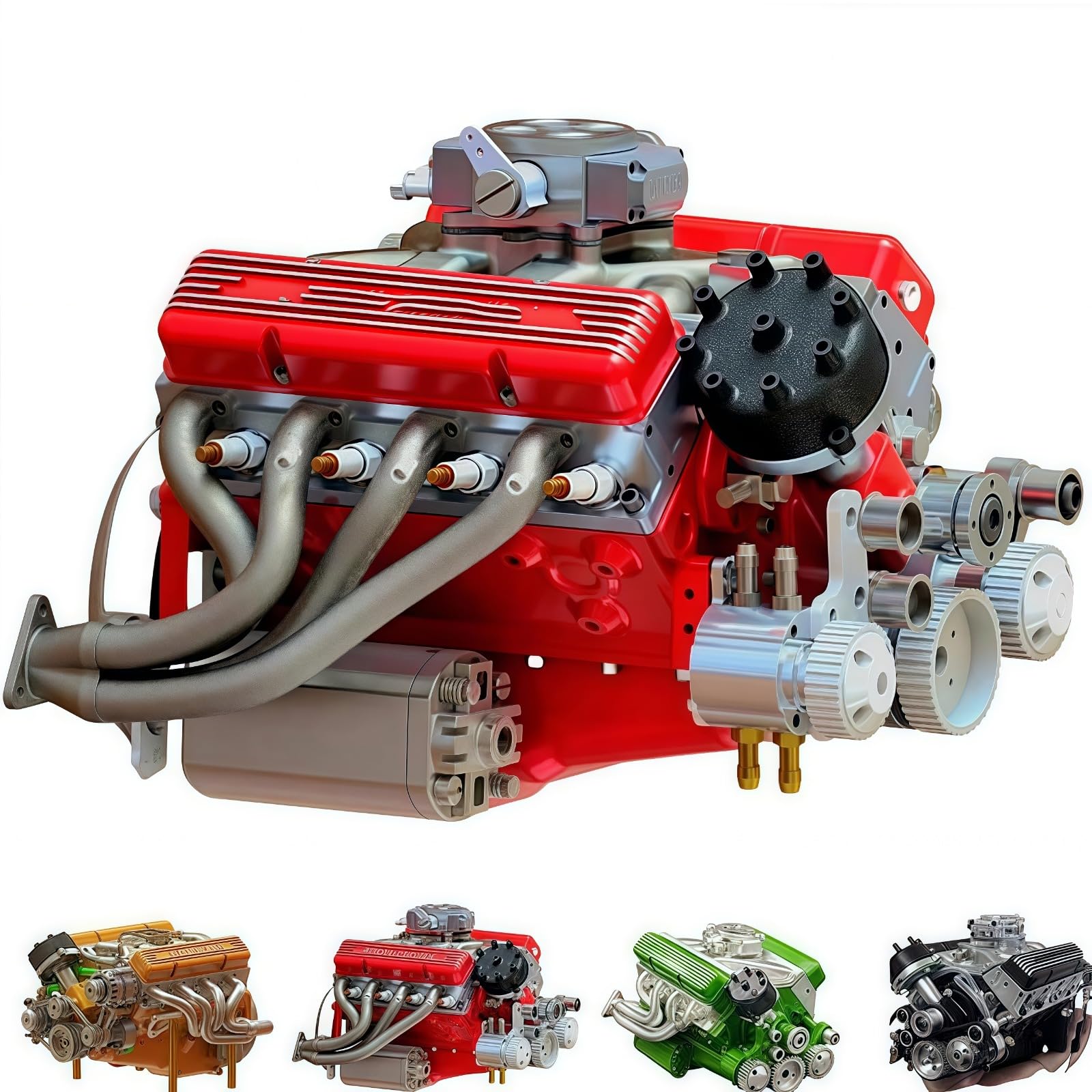 89%-Gasoline Ohv V8 Small-Block Engine Model Kits, V8 Engine Kit Gas, Mini 8 Model Engines Kit, Car Engin Mode Kit, Build Your Own Stem v8 Mode Engin for Adults (black
