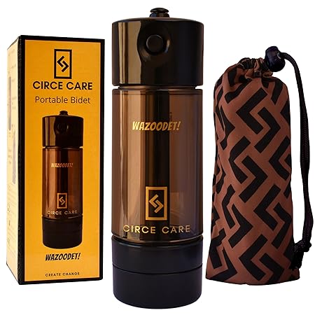 CIRCE CARE Portable Jet Spray for Travel with Pressure Pump, No Battery, No Squeezing; Travel Friendly Handheld Bidet Spray; Travel & Toilet Essentials for Baby Wash, Outdoor Camping, Personal Hygiene