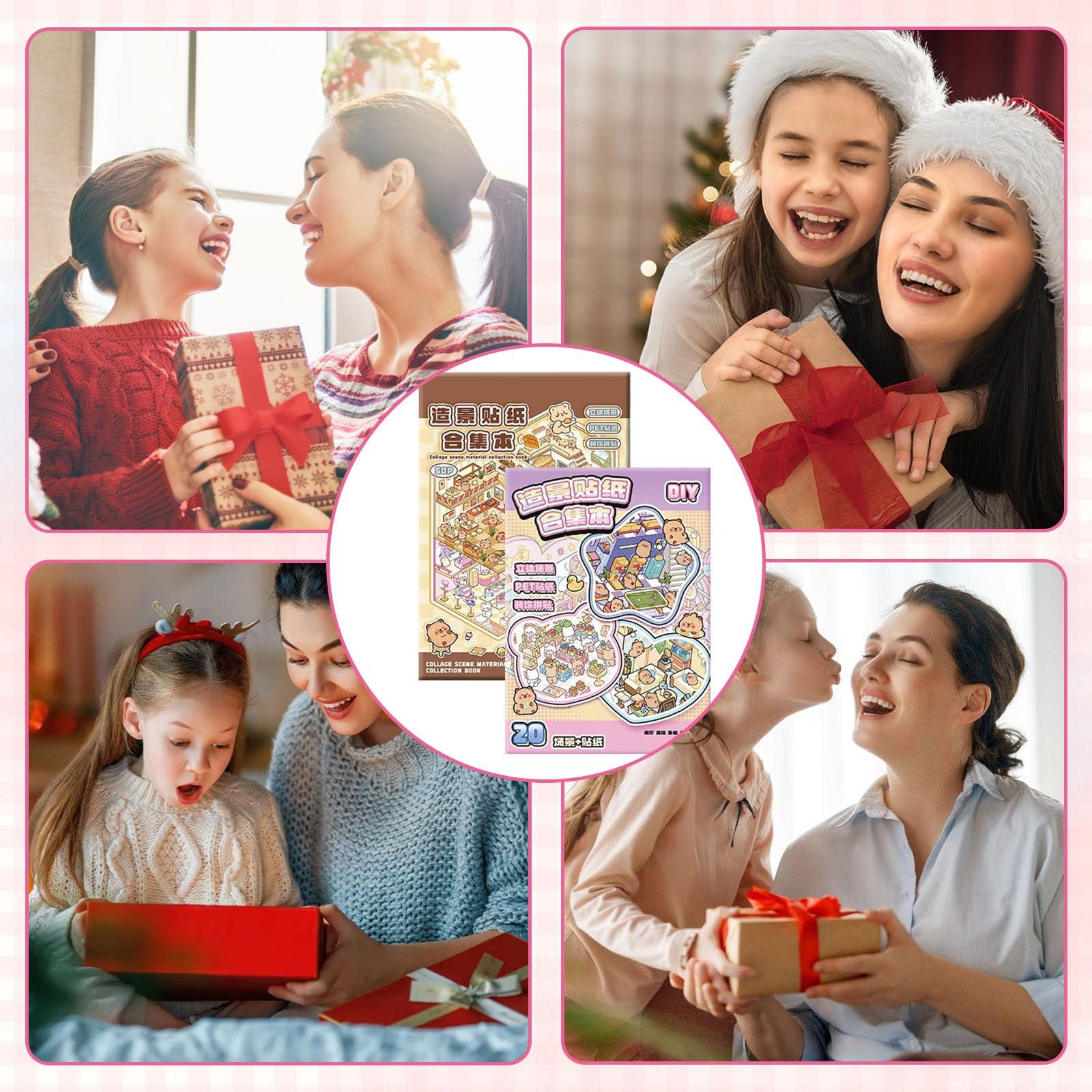 40 Sets Libro de Pegatinas 3D con Escenas DIY Scene Stickers para Stress Relief Adulto Niño Adolescente