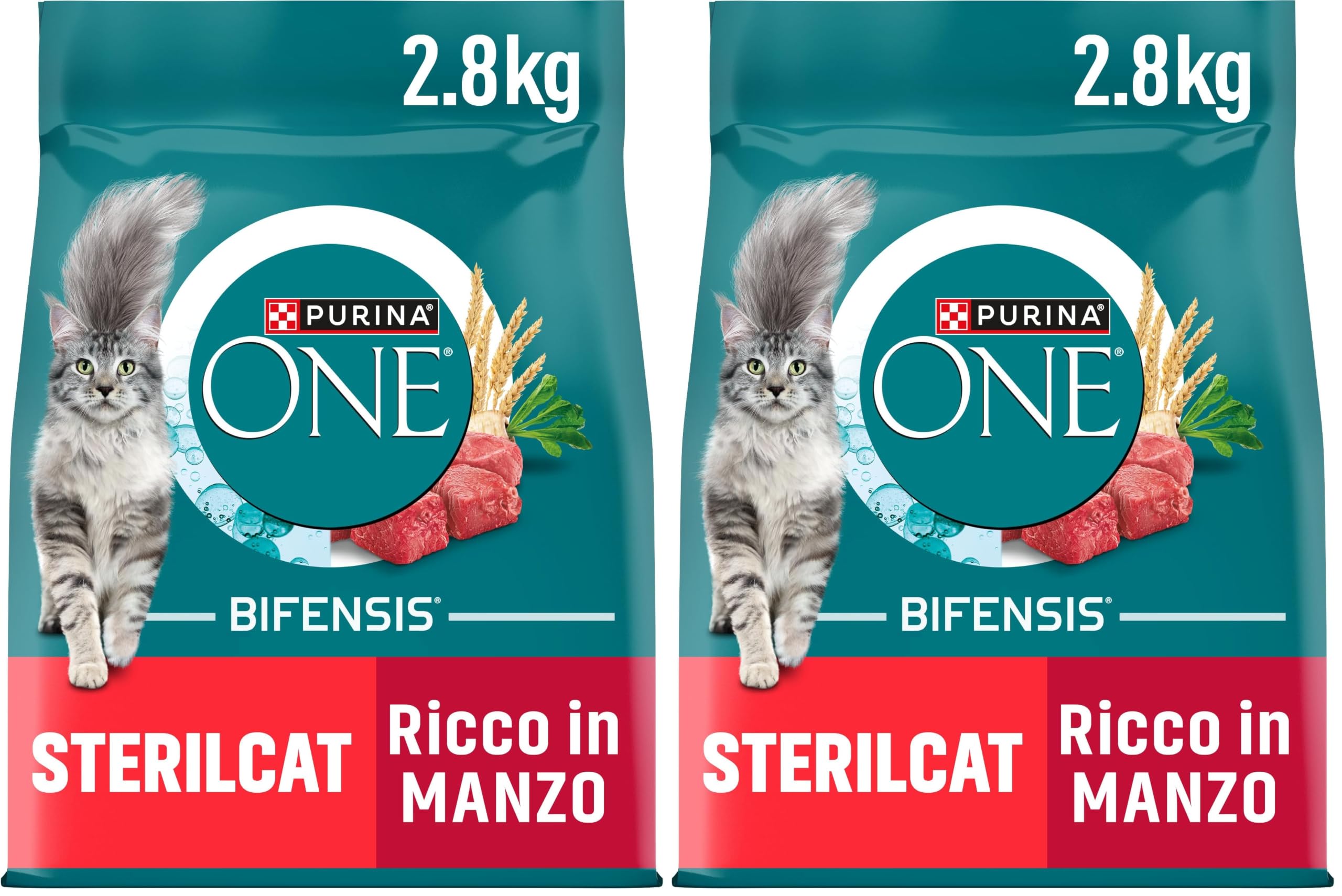 Purina ONE Bifensis Comida Pienso para Gato Esterilizado Adulto con Buey, Bolsa de 2,8kg (Paquete de 2)