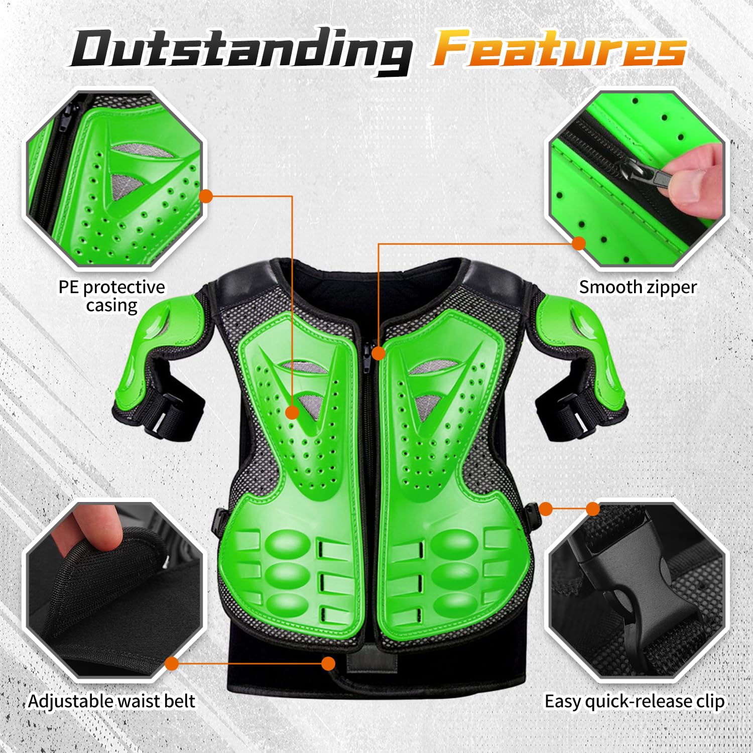 Protezione Pettorale Bambino – Set Protezioni Motocross Regolabile con Paraschiena, Ginocchiere e Gomitiere per MTB, BMX, Dirt Bike, Skate, Monopattino