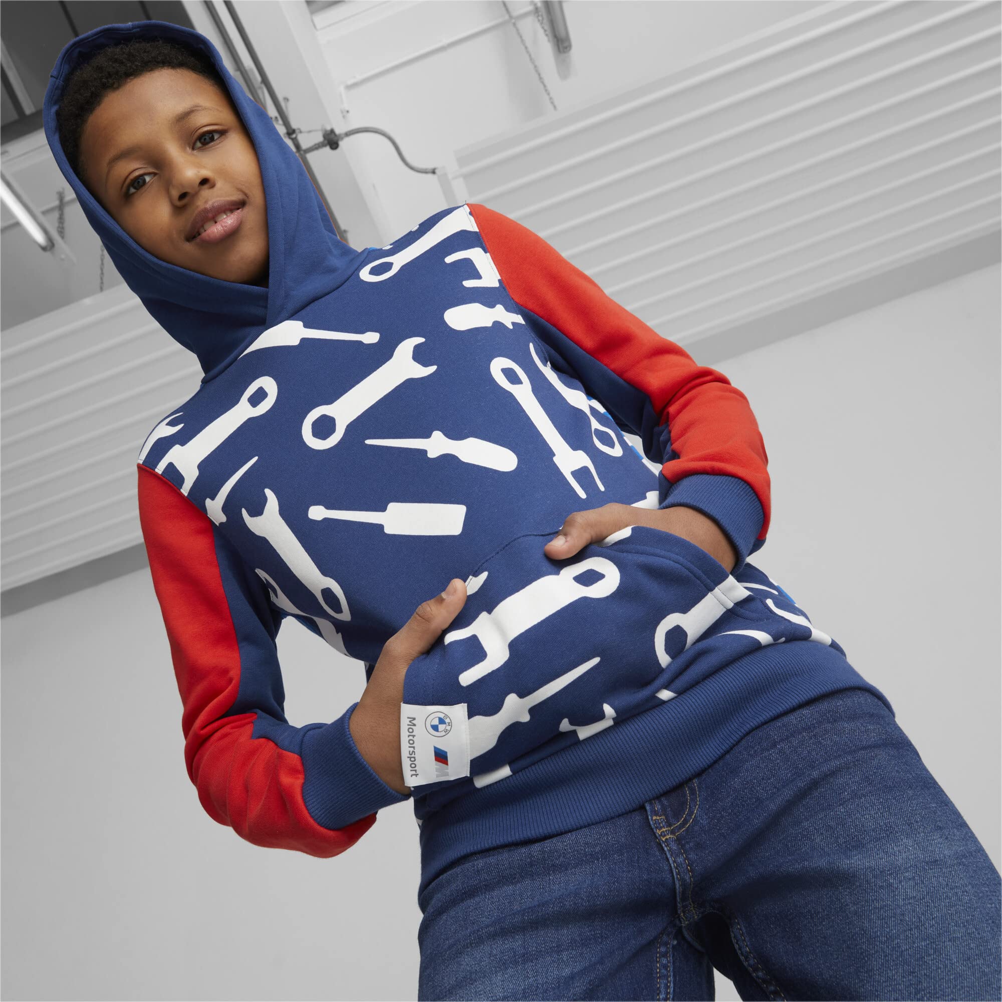 PUMA Kids' BMW M Motorsport Hoodie, Pro Blue-M Color, 6