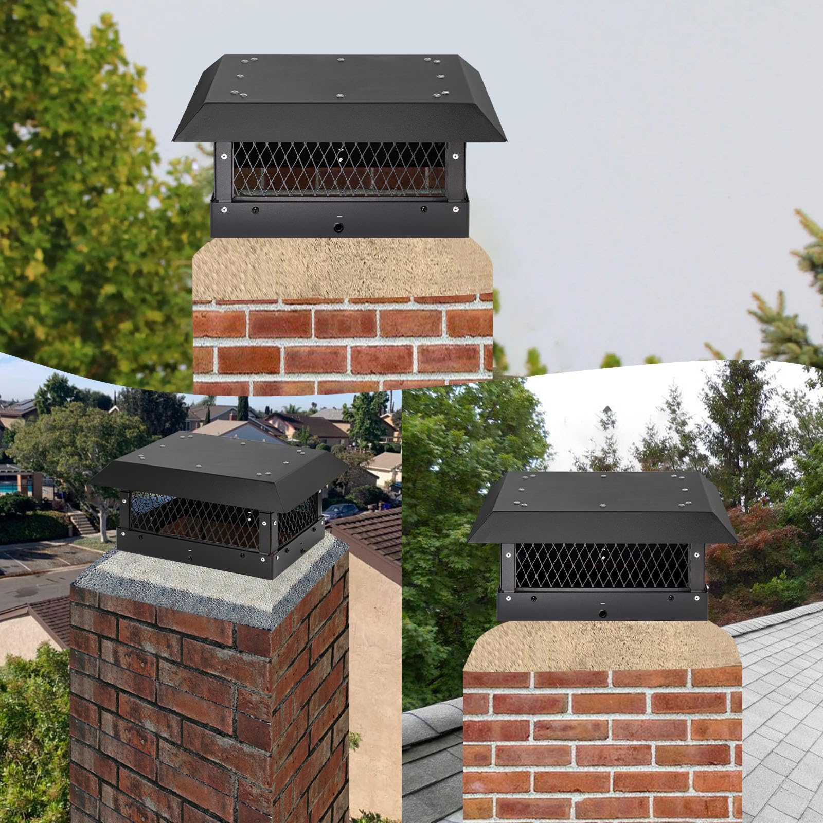 Tapa de chimenea para chimenea, tapas de chimenea para exteriores, 9 x 13 pulgadas, cubierta de chimenea para chimenea, tapa de lluvia, cubierta protectora superior de chimenea para chimenea, cubierta