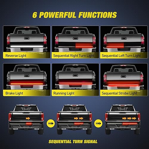 Miniatura 2 de Nilight Tira de luz para puerta trasera de camión de 48 pulgadas, marco de aluminio, tira LED de triple fila 780 con luces de freno de marcha rojas,