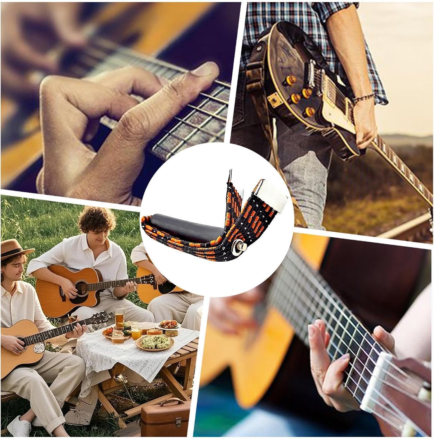 Acoustic Guitar Capo, Elastic Rolling Guitar Capo, Performance Accessory, Quick Chord Changer For Musicians Students, Adjustable Cao Home School Travel Stage Concert Party, Tool Men Women