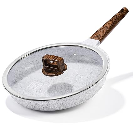 MGC Frying pan Ceramic Frying pans nonstick with lid German style non stick frying pans PFAS-Free White