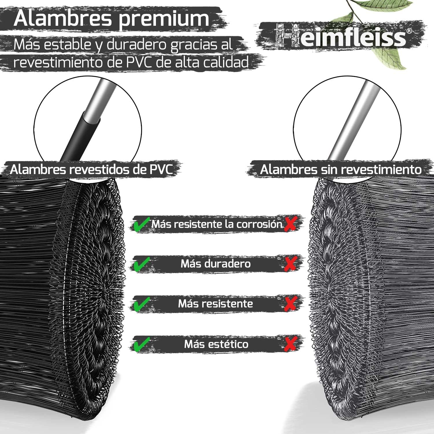 Heimfleiss® Alambre de atar hormigón 1,4 x 100-300 mm (1000 uds.) - Alambre revestido de PVC - Alambre de ojales para retorcerdora de alambre - Cierre de alambre para saco