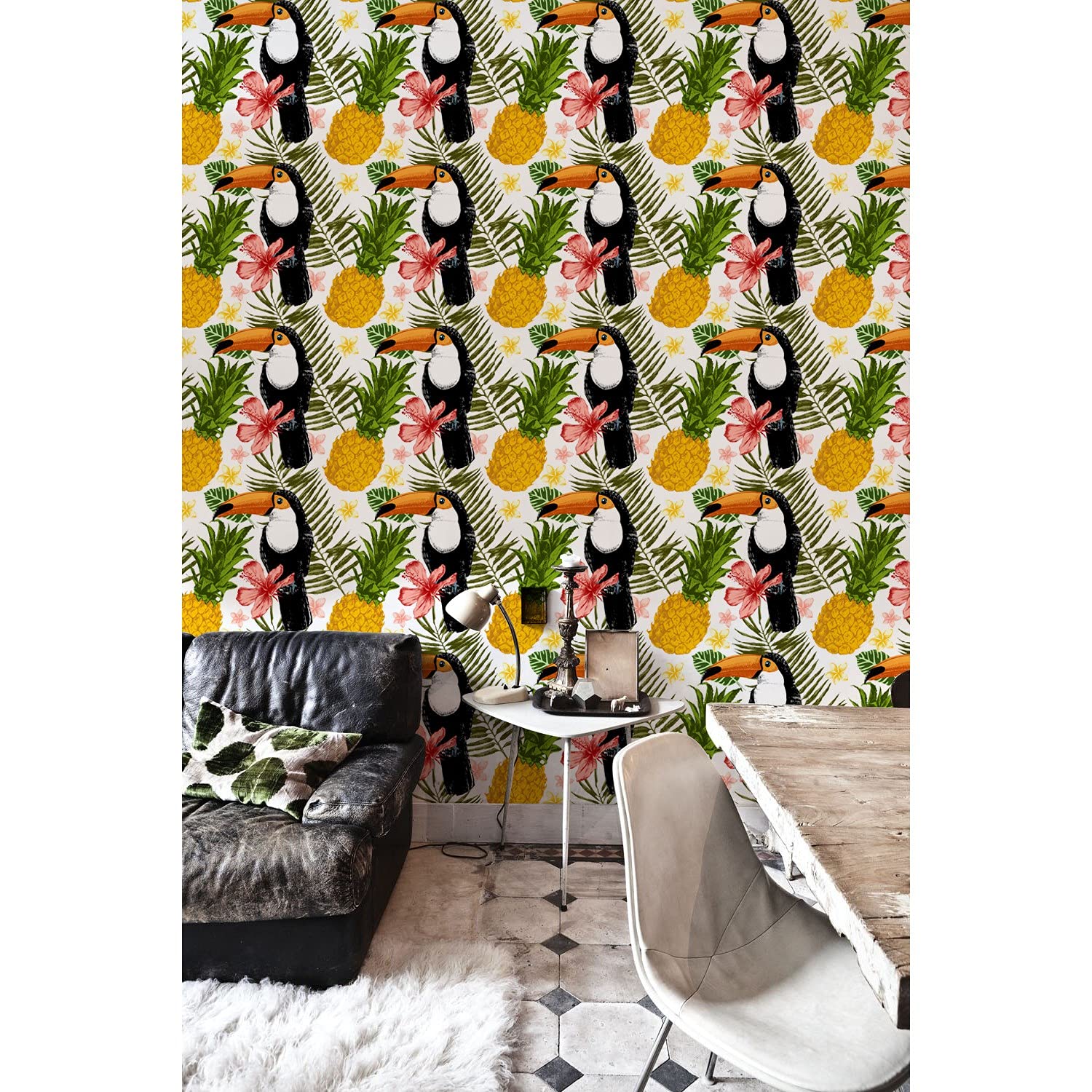 Papier peint panoramique ananas toucan Coloray 208x146 cm pour deco murale de salon