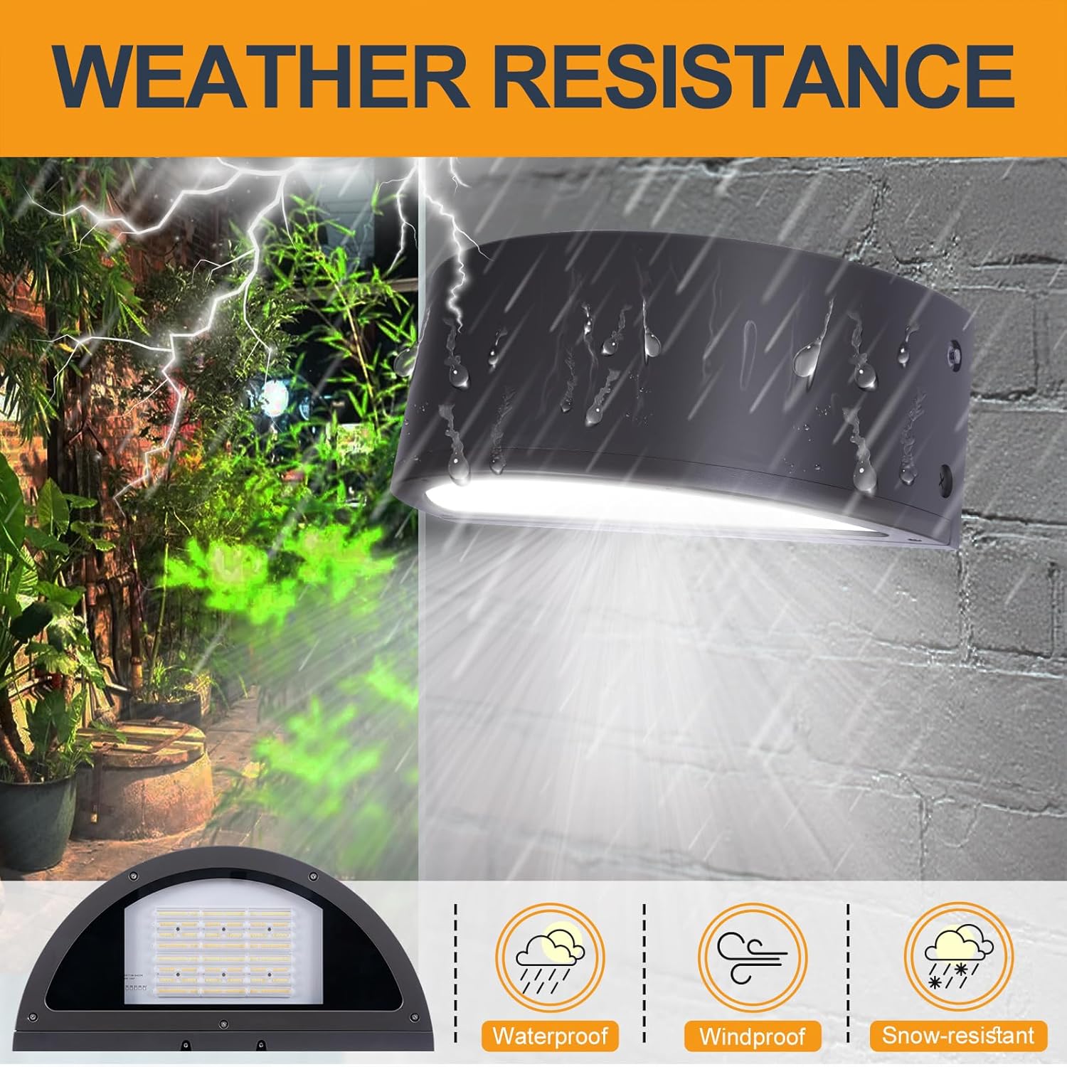 120W Full Cutoff LED Wall Pack Light 2Pack, 3000/4000/5000K 3CCT, 60/80/100/120W Selectable, Commercial Half Moon Wall Pack Lights Outdoor LED Wall Lights for Building Parking,100-277V,ETL Listed