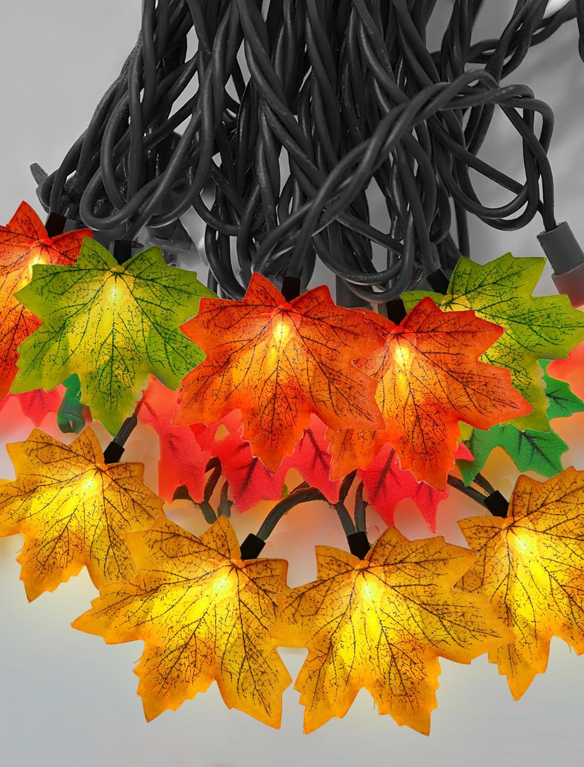Fall String Lights Maple Leaf Lights, 13.6FT Outdoor String Lights Plug in with 35 Multicolor Maple Leaf Bulbs for Autumn Thanksgiving Christmas Indoor Outdoor Party Decor - Image 7