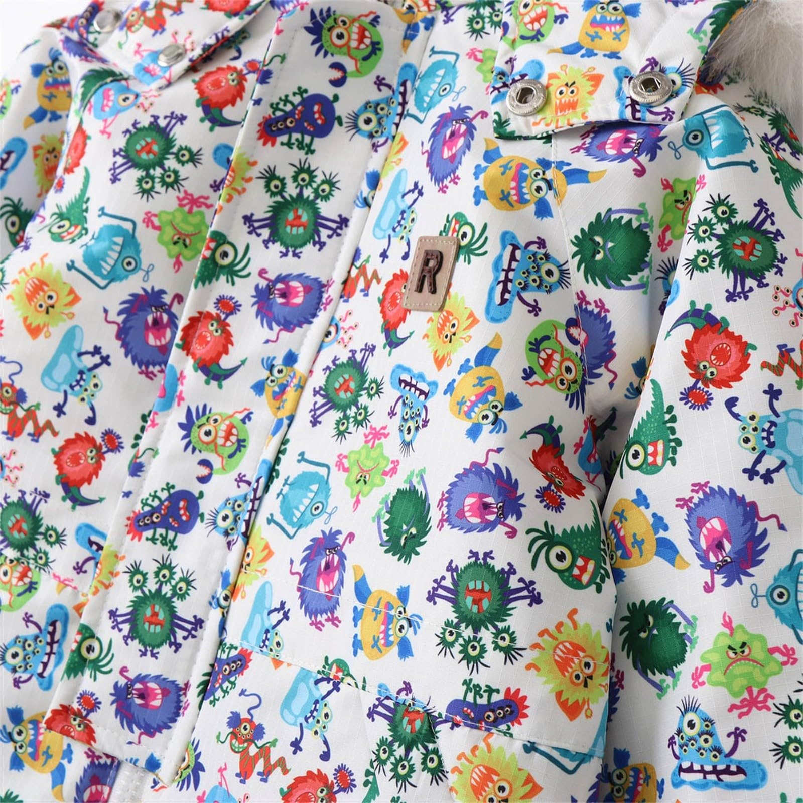 Generisch Mono de nieve para niños, térmico, resistente al viento, impermeable, traje de invierno, mono de nieve, protección de queso, chaqueta de plumón con capucha e impresión, para exteriores