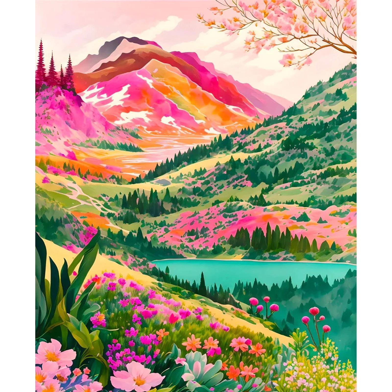 YALKIN Paint by Number for Adult Kits, DIY Oil Painting by Number Kits on Canvas for Adults Beginners for Home Wall Decor 12X16 Inch, Without Frames