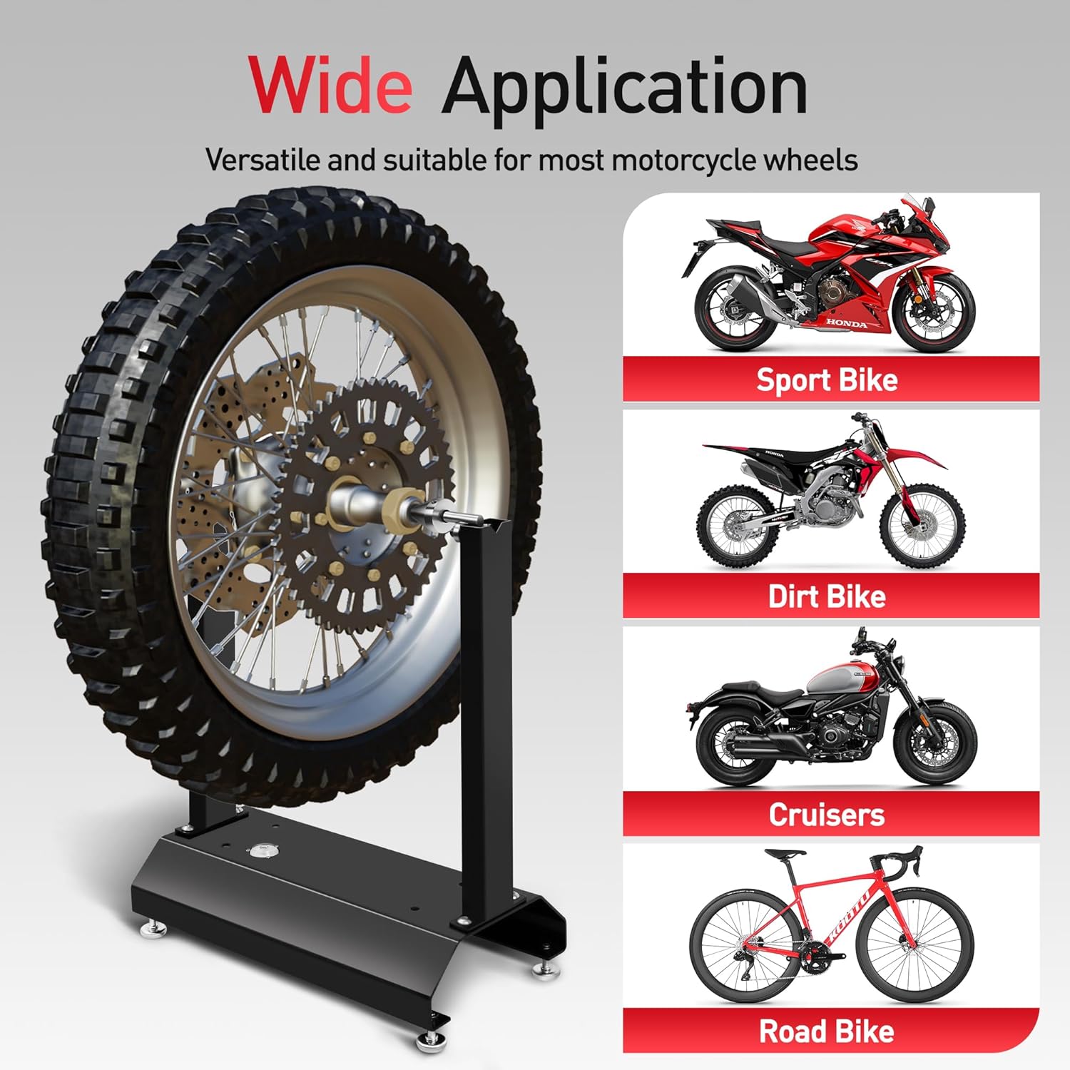 JY PERFORMANCE Motorcycle Wheel Balancer, Tire Balancer Stand for Static and Dynamic Tire Alignment, Bike Wheel Balancer for Motorcycles, Road, Sports, MX, and Dirt Bikes Wheels