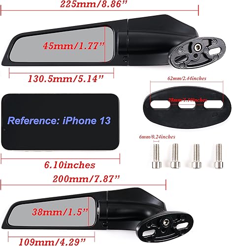 Miniatura 6 de Espejos retrovisores de motocicleta, espejos laterales giratorios ajustables para Honda Kawasaki Suzuki Yamaha - Pequeño