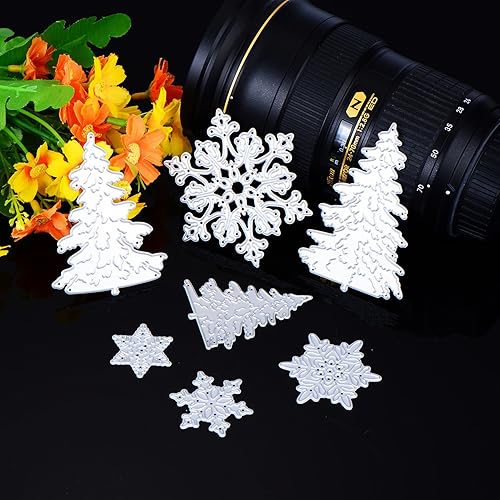 Miniatura 4 de BBTO 7 Pcs Christmas Trees Snowflake Metal Die Cuts for Card Making Winter Holiday Snow Cutting Dies Sets Xmas Tree Snowflake Stencil for Scrapbook