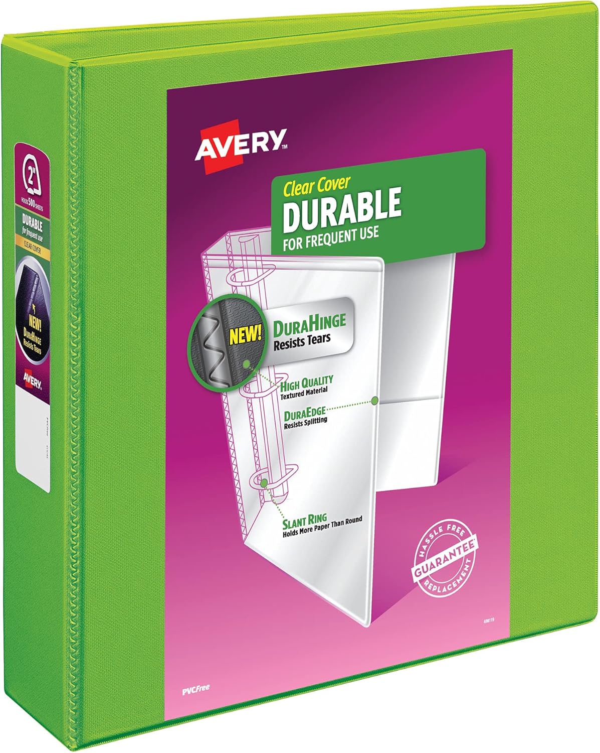 Avery Durable View 3 Ring Binder, 2 Inch Slant Rings, 6 Green Binders (17838) 2\" Green