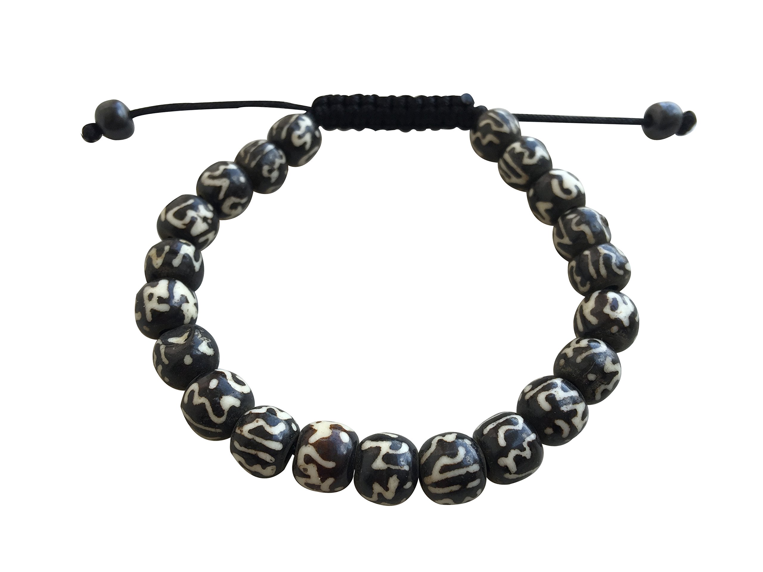 Tibetan Mala Yak Bone Dzi Bead, Om Mani Bead, Wrist Mala Bracelet