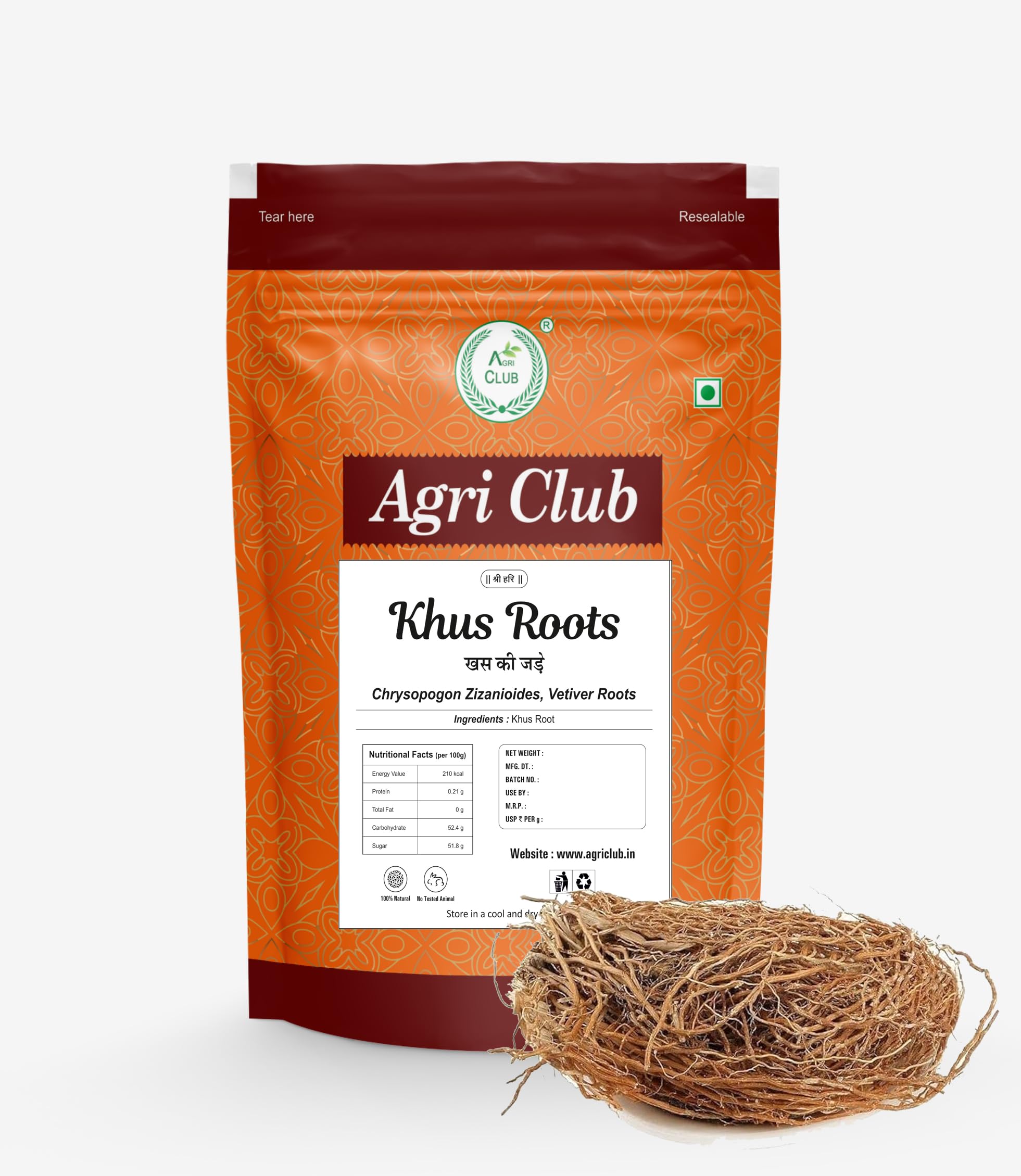 Buy Agri Club Khus Roots 200 gm, Chrysopogon Zizanioides, Vetiver